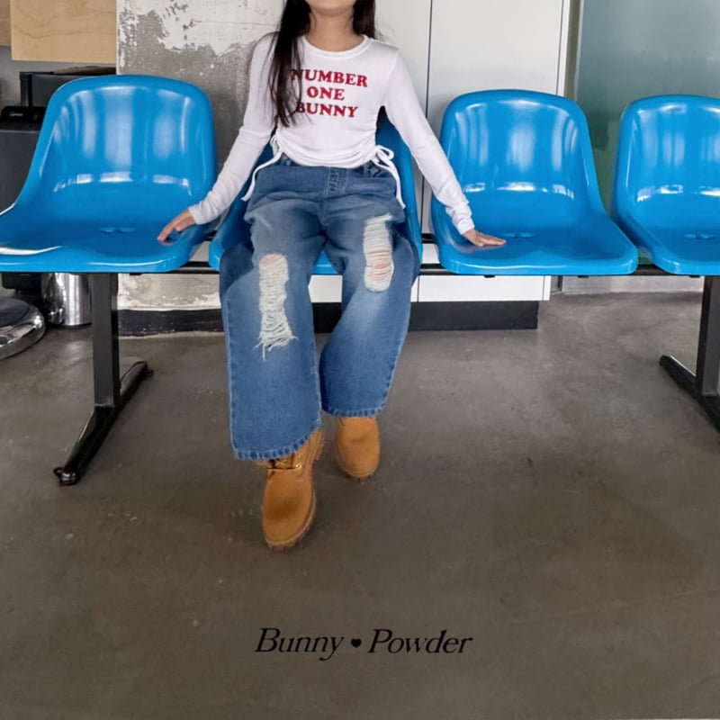 Bunny Powder - Korean Children Fashion - #toddlerclothing - Rise Torn Denim Pants - 3
