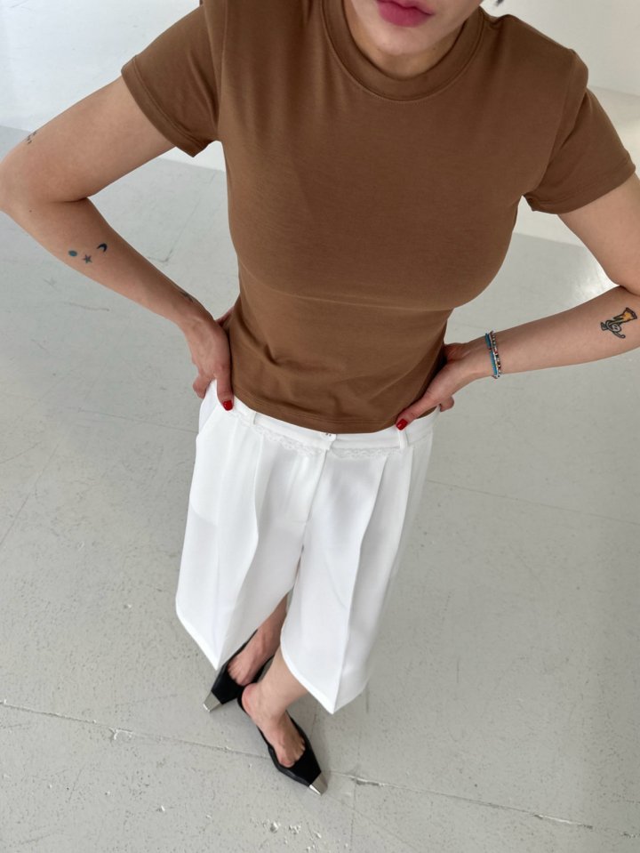 Chavi - Korean Women Fashion - #momslook - New Color Basic Padded Short Sleeved Tee - 9