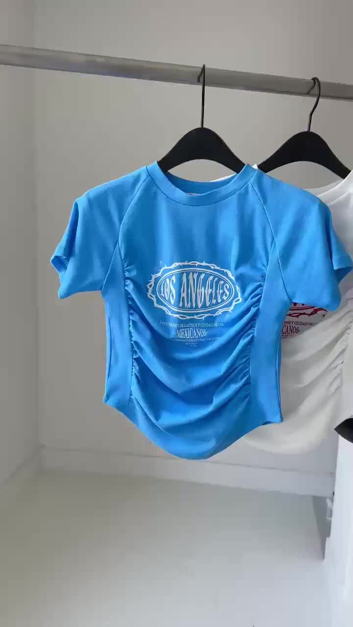 Chavi - Korean Women Fashion - #womensfashion - Pigment Shirring Short Sleeved Tee - 4