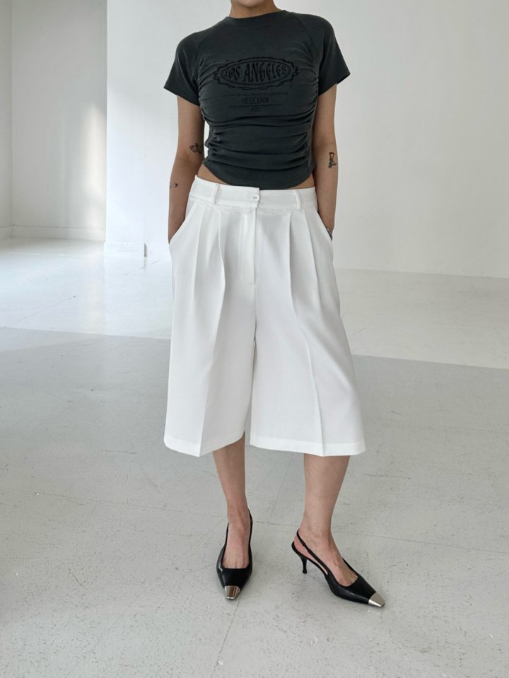 Chavi - Korean Women Fashion - #momslook - Pigment Shirring Short Sleeved Tee - 3