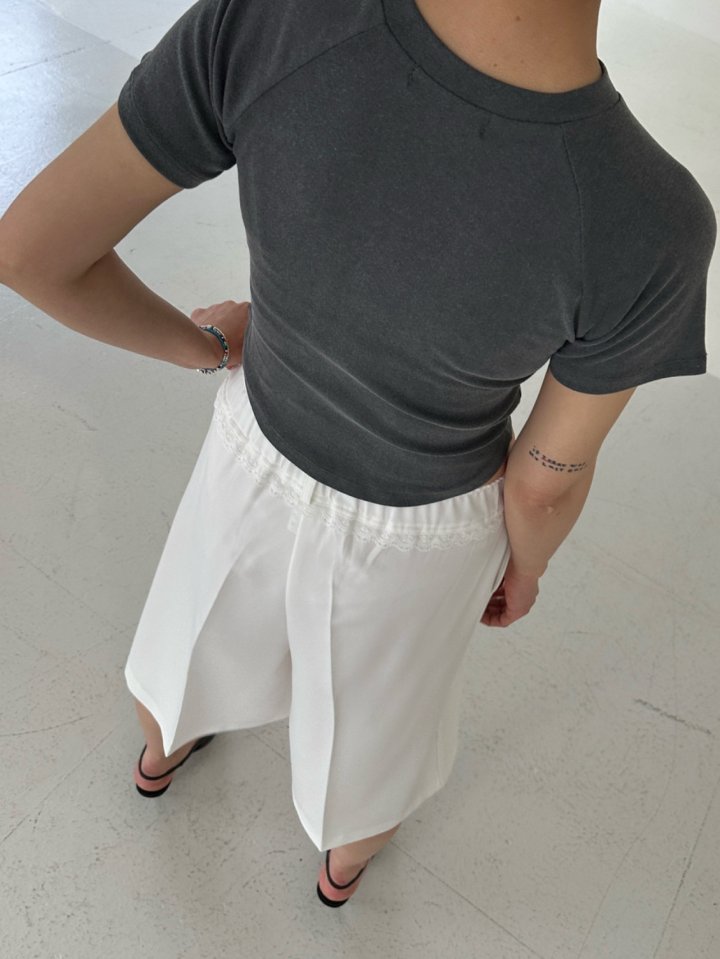 Chavi - Korean Women Fashion - #momslook - Pigment Shirring Short Sleeved Tee - 5