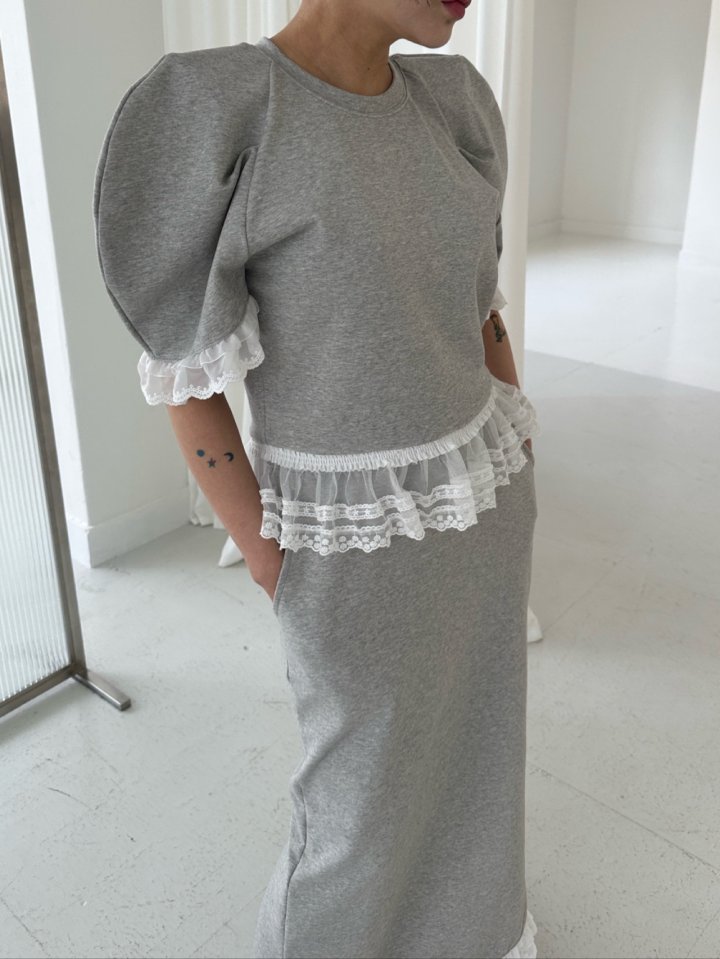 Chavi - Korean Women Fashion - #momslook - Lumy Lace Top Skirt Set - 7