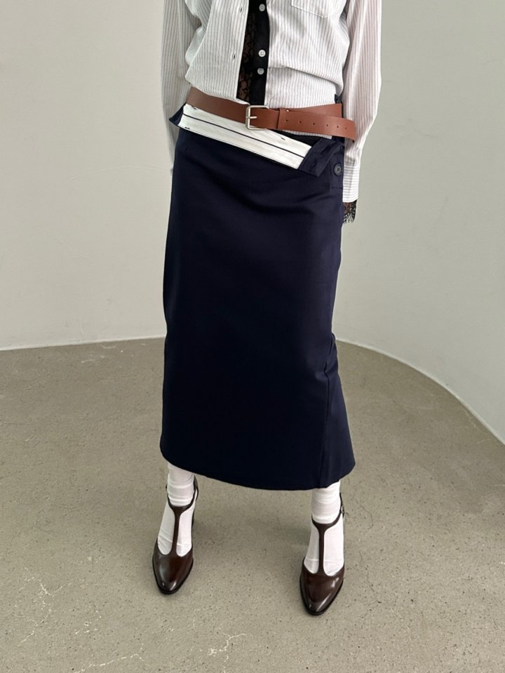 Chavi - Korean Women Fashion - #momslook - Moss Skirt with Belt - 3