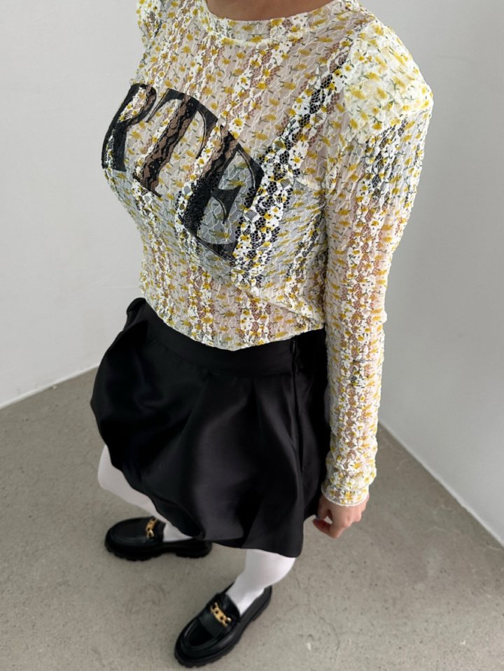 Chavi - Korean Women Fashion - #momslook - Flower Lace Tee