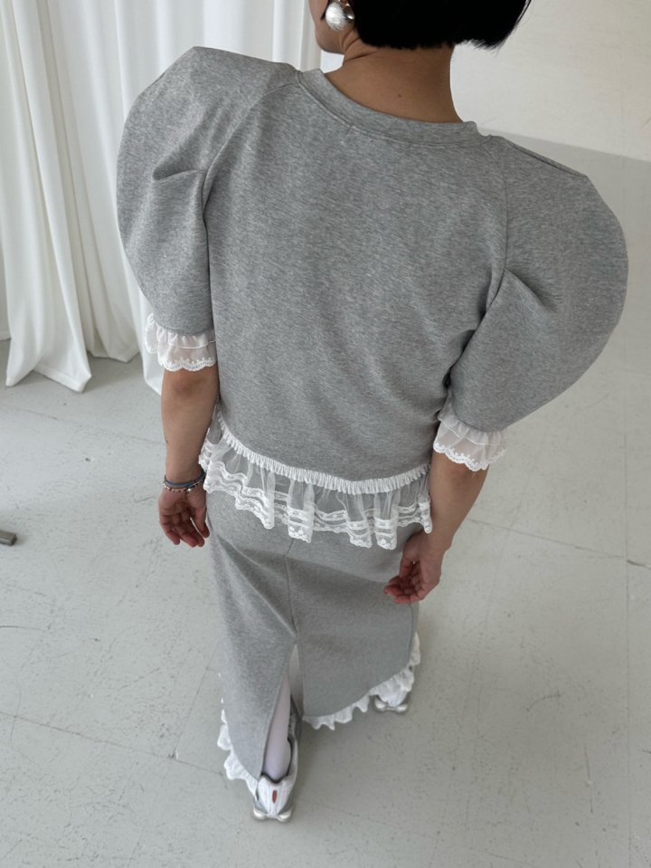 Chavi - Korean Women Fashion - #romanticstyle - Lumy Lace Top Skirt Set - 4