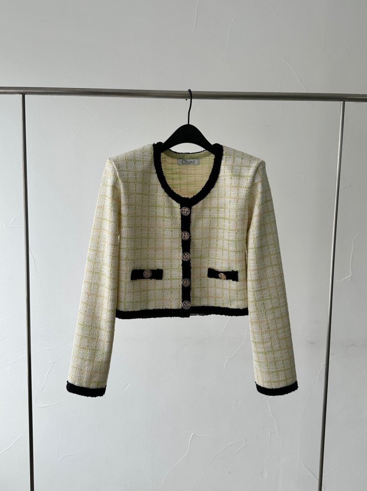 Chavi - Korean Women Fashion - #shopsmall - Check Tweed Cardigan Skirt Set - 4