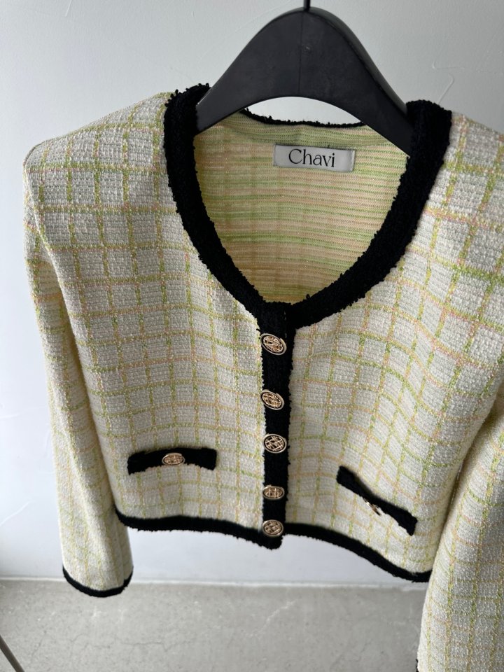 Chavi - Korean Women Fashion - #thelittlethings - Check Tweed Cardigan Skirt Set - 5