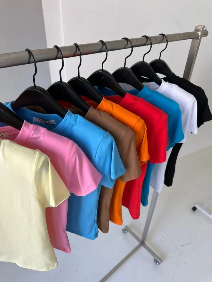 Chavi - Korean Women Fashion - #thelittlethings - New Color Basic Padded Short Sleeved Tee - 3