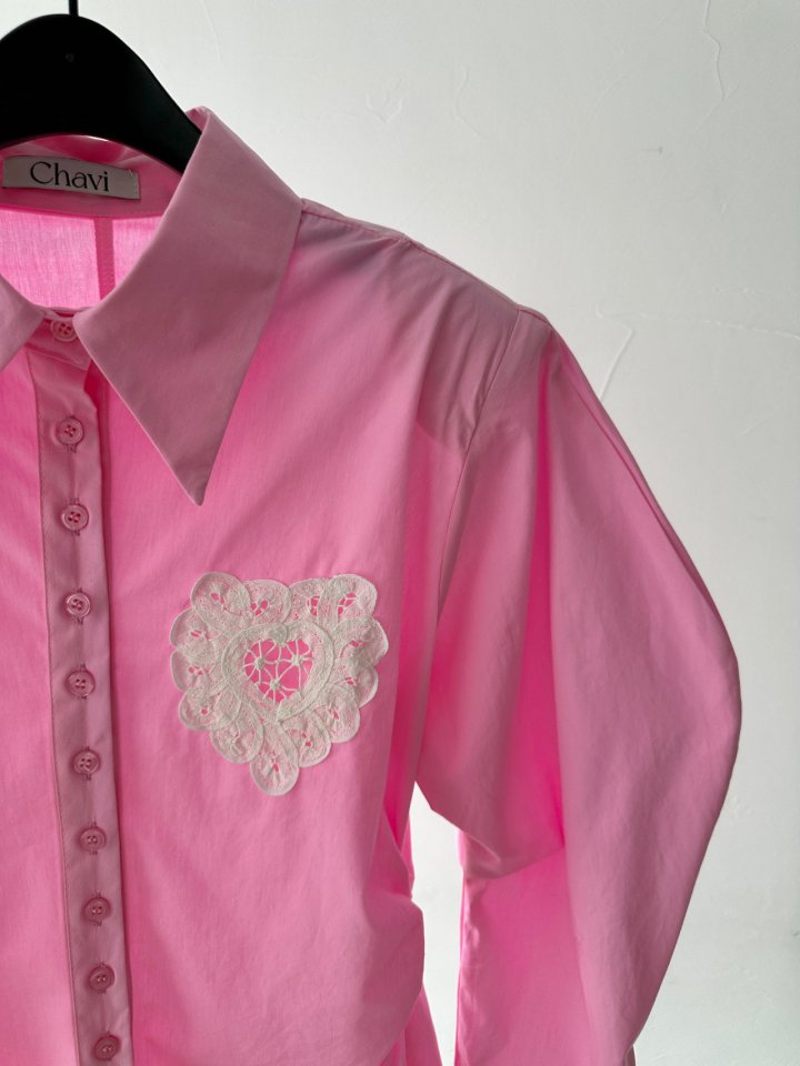 Chavi - Korean Women Fashion - #vintageinspired - Heart Shirt - 3