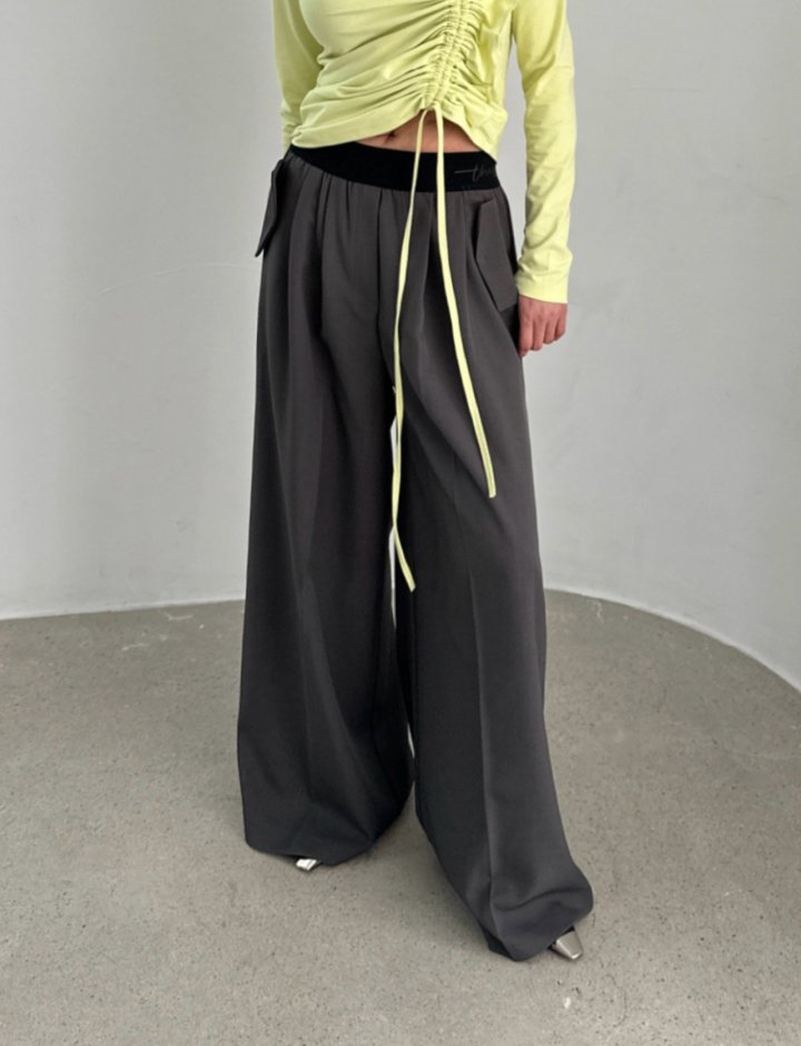 Chavi - Korean Women Fashion - #womensfashion - Band Wide Slacks - 8