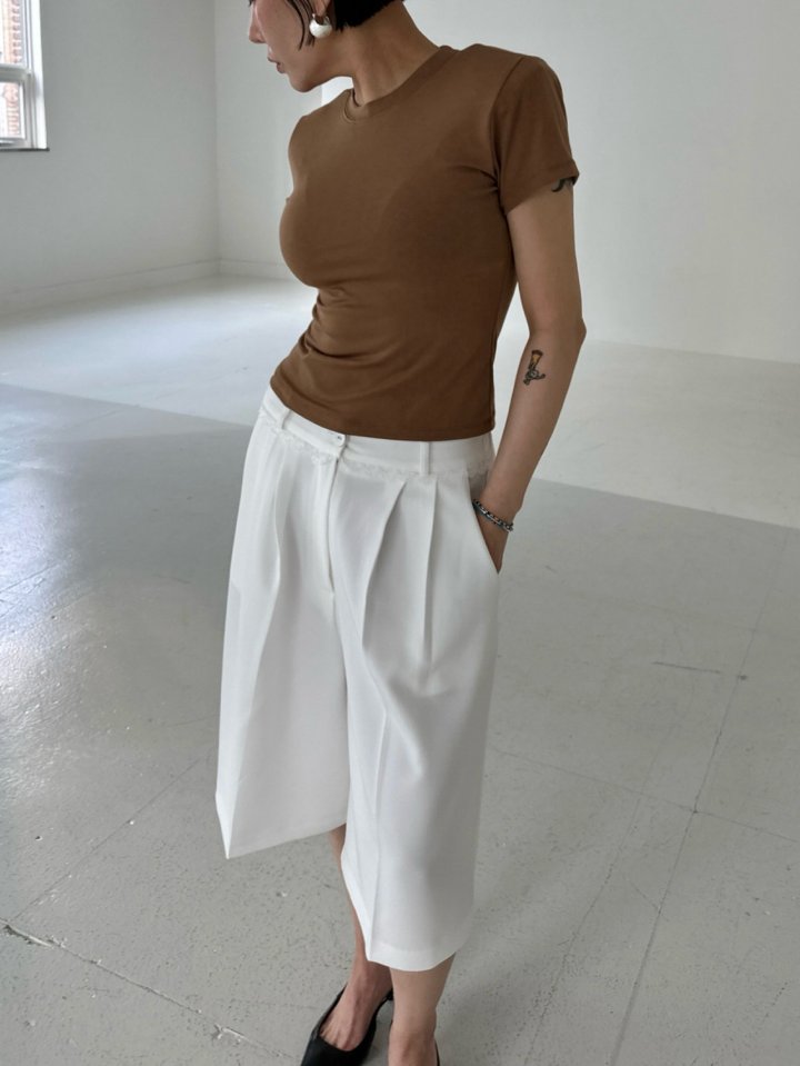 Chavi - Korean Women Fashion - #womensfashion - New Color Basic Padded Short Sleeved Tee - 6
