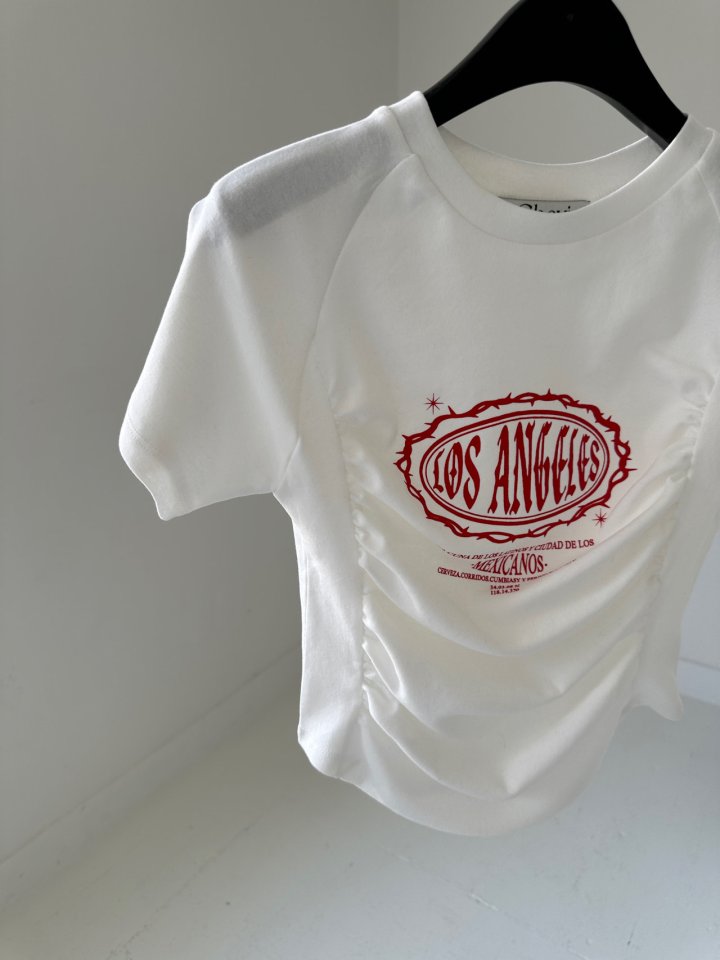 Chavi - Korean Women Fashion - #womensfashion - Pigment Shirring Short Sleeved Tee - 3