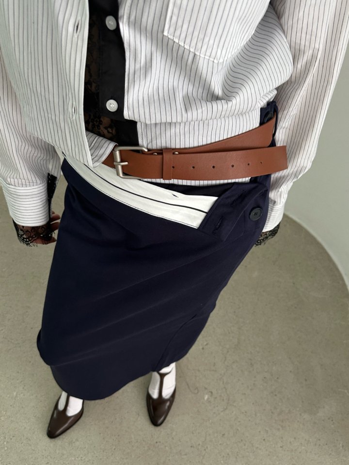 Chavi - Korean Women Fashion - #womensfashion - Moss Skirt with Belt - 2