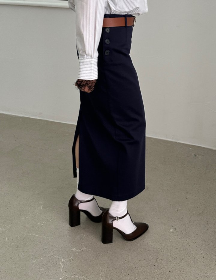 Chavi - Korean Women Fashion - #momslook - Moss Skirt with Belt - 4