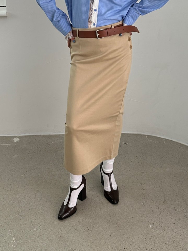 Chavi - Korean Women Fashion - #womensfashion - Moss Skirt with Belt