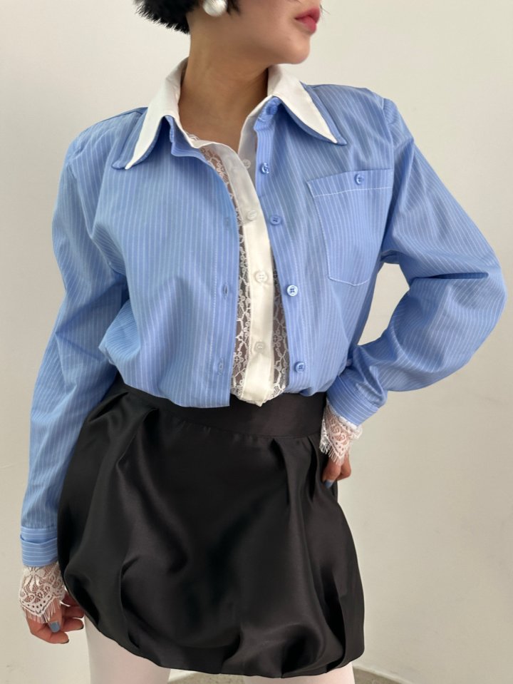 Chavi - Korean Women Fashion - #womensfashion - Double Lace Shirt - 8