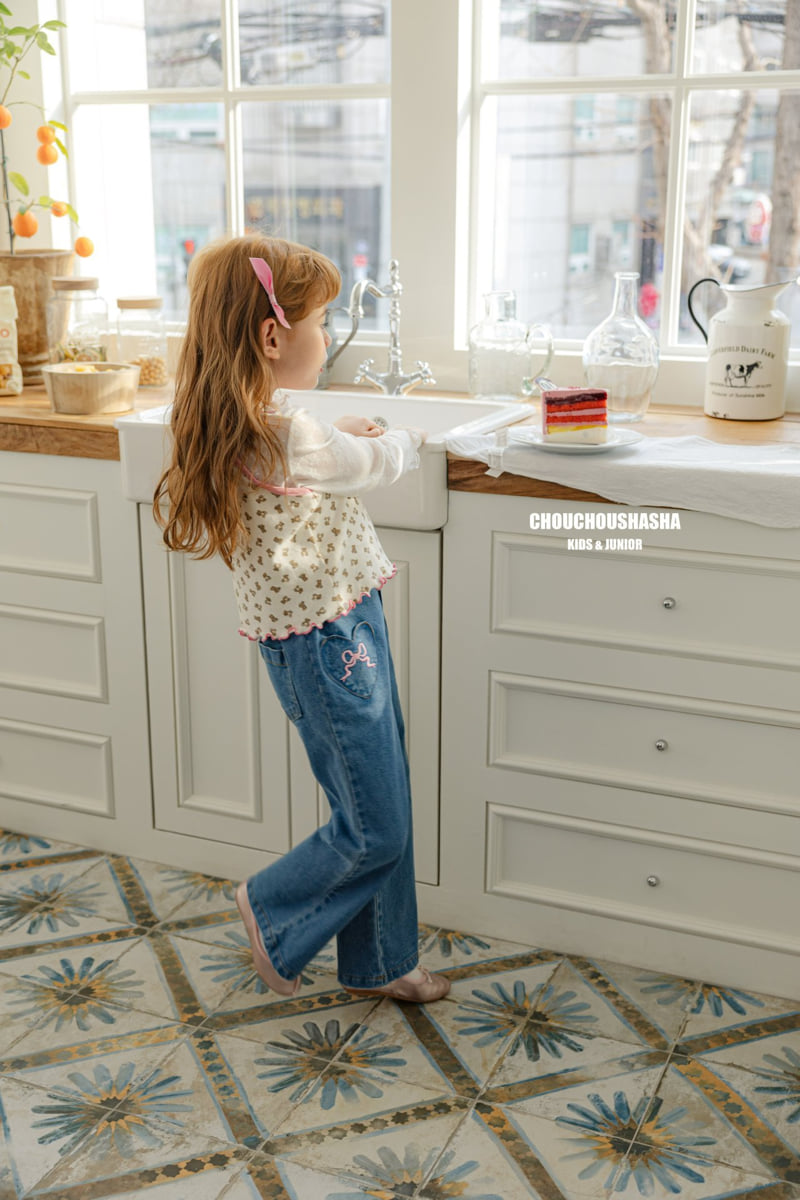 Chouchou Shasha - Korean Children Fashion - #kidzfashiontrend - Ribbon Embroidery Bootcut Pants - 4
