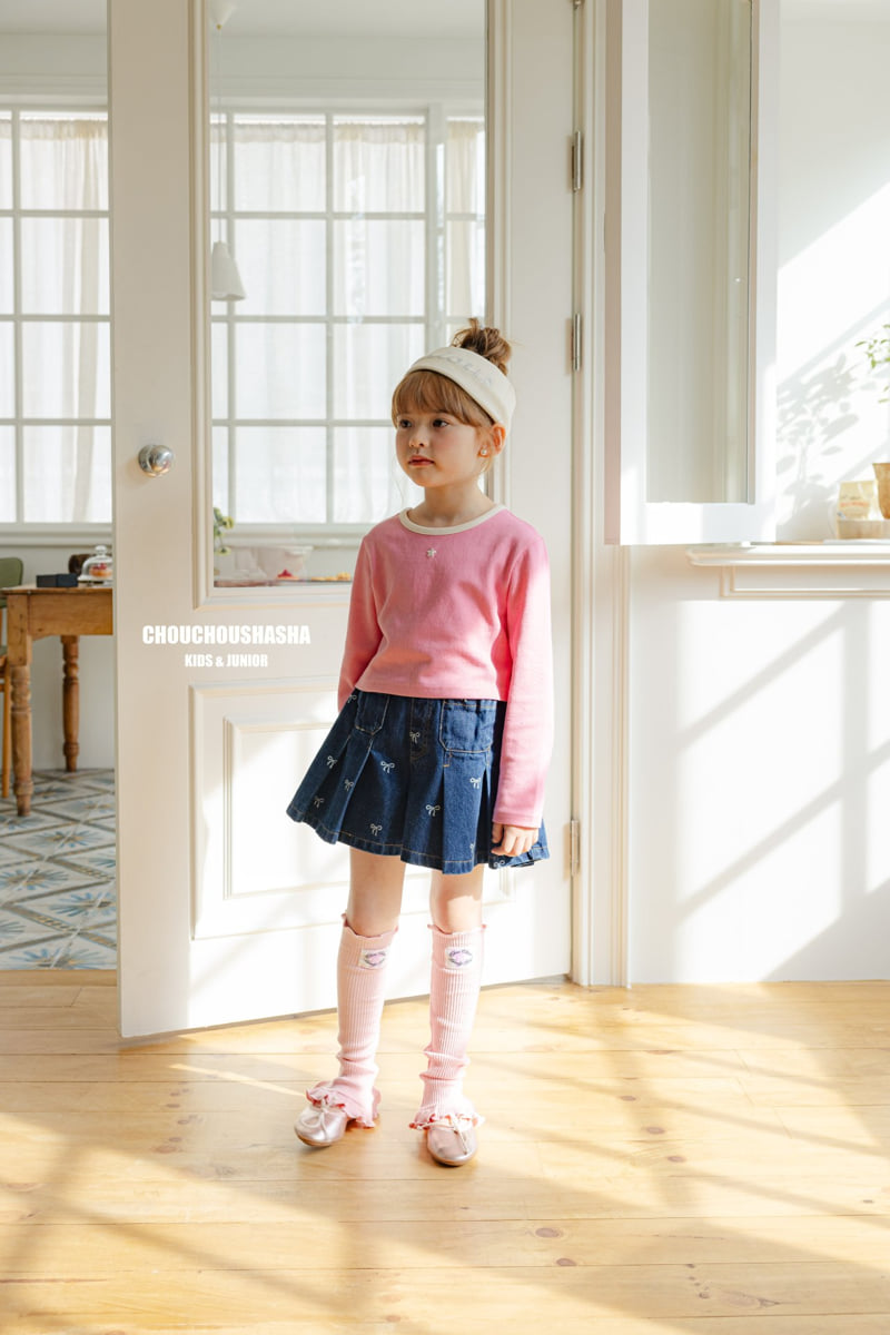 Chouchou Shasha - Korean Children Fashion - #childofig - Ribbon Denim Pleated Pants - 3