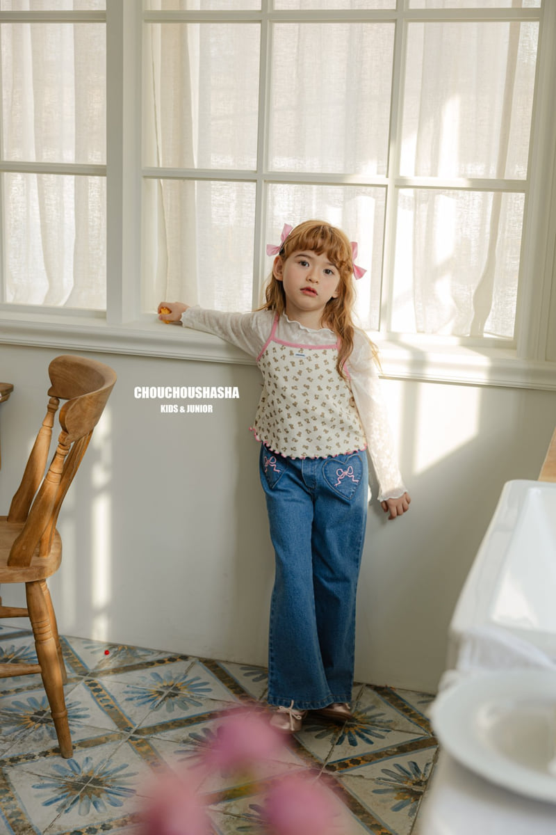 Chouchou Shasha - Korean Children Fashion - #childofig - Ribbon Embroidery Bootcut Pants - 12