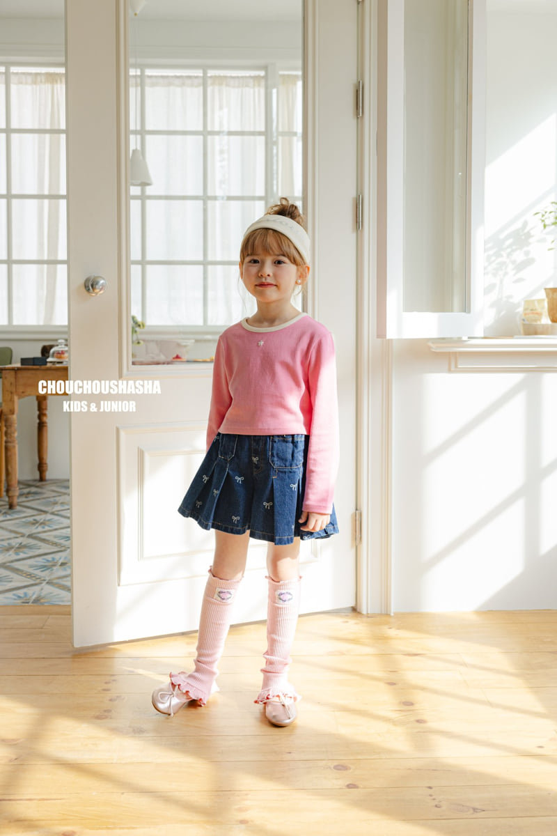 Chouchou Shasha - Korean Children Fashion - #childofig - Ribbon Denim Pleated Pants - 4