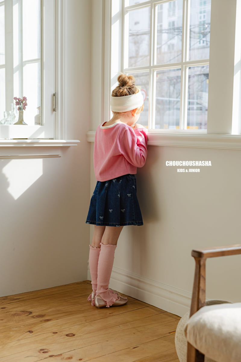 Chouchou Shasha - Korean Children Fashion - #designkidswear - Ribbon Denim Pleated Pants - 5