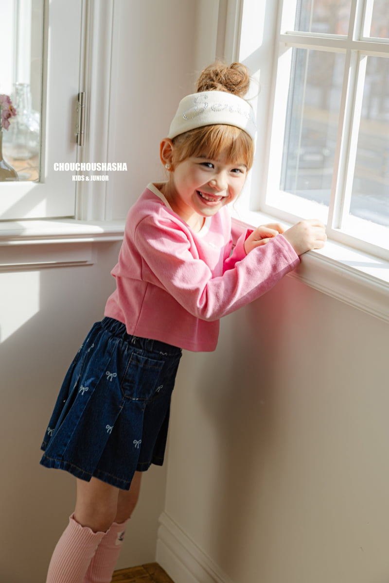 Chouchou Shasha - Korean Children Fashion - #fashionkids - Ribbon Denim Pleated Pants - 7