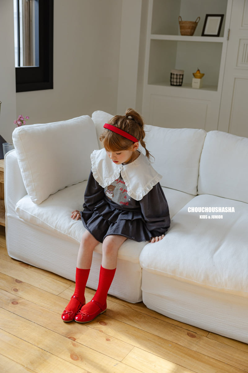 Chouchou Shasha - Korean Children Fashion - #discoveringself - Bear Frill Collar Tee - 4