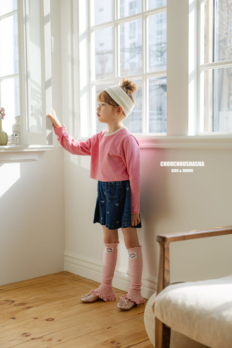 Chouchou Shasha - Korean Children Fashion - #kidzfashiontrend - Ribbon Denim Pleated Pants - 10