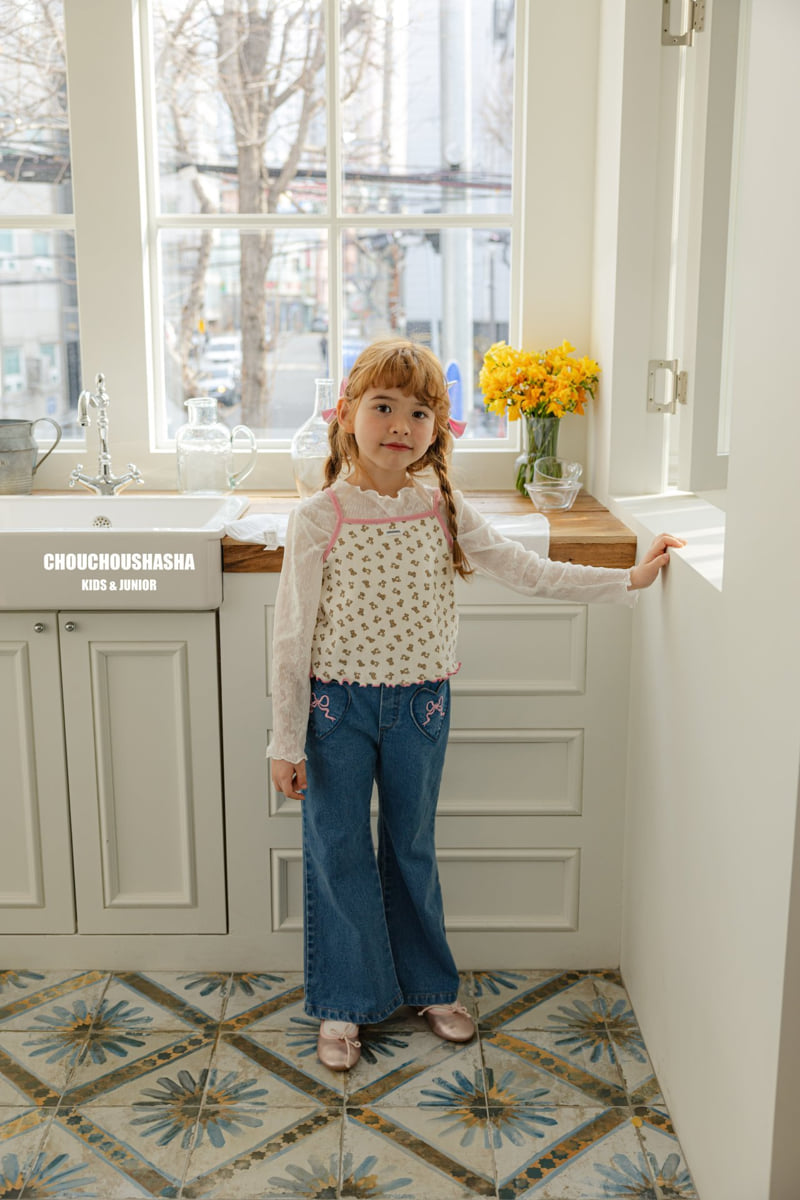 Chouchou Shasha - Korean Children Fashion - #kidzfashiontrend - Ribbon Embroidery Bootcut Pants - 3