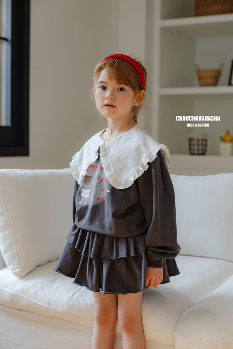 Chouchou Shasha - Korean Children Fashion - #littlefashionista - Bear Frill Collar Tee - 9