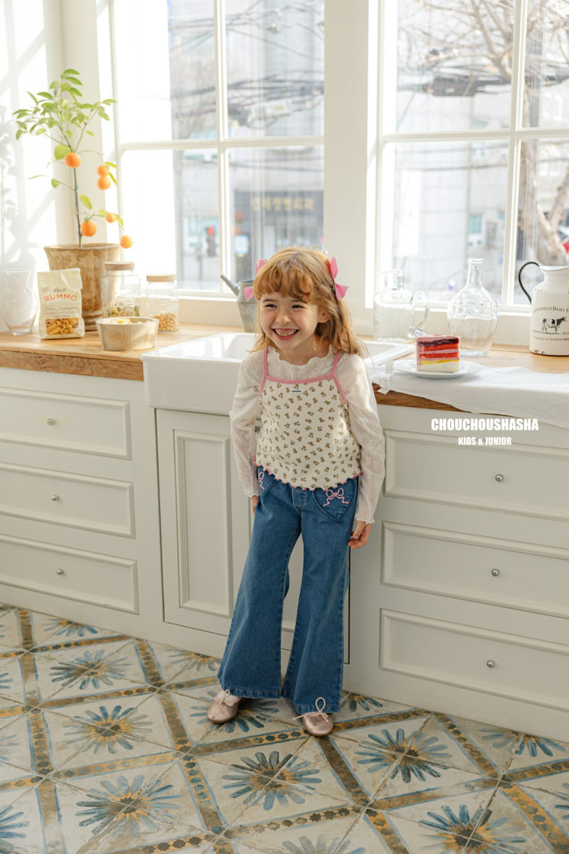 Chouchou Shasha - Korean Children Fashion - #magicofchildhood - Ribbon Embroidery Bootcut Pants - 6