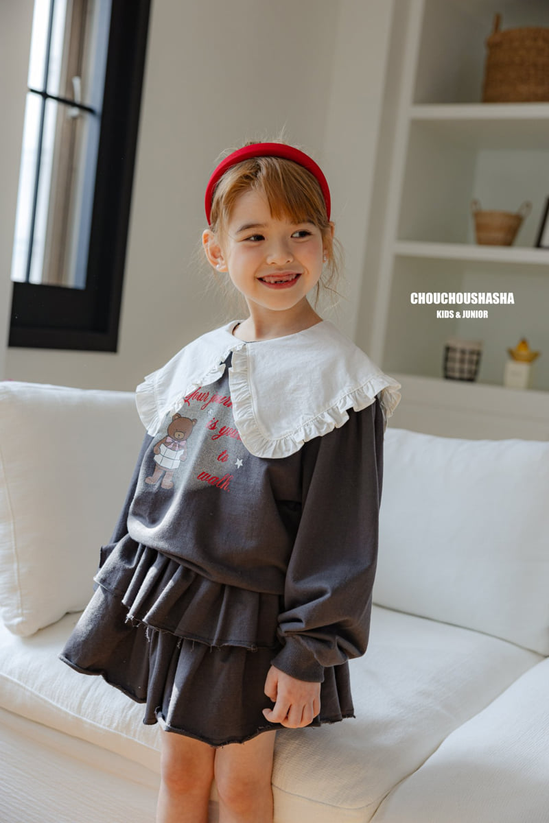 Chouchou Shasha - Korean Children Fashion - #magicofchildhood - Bear Frill Collar Tee - 10