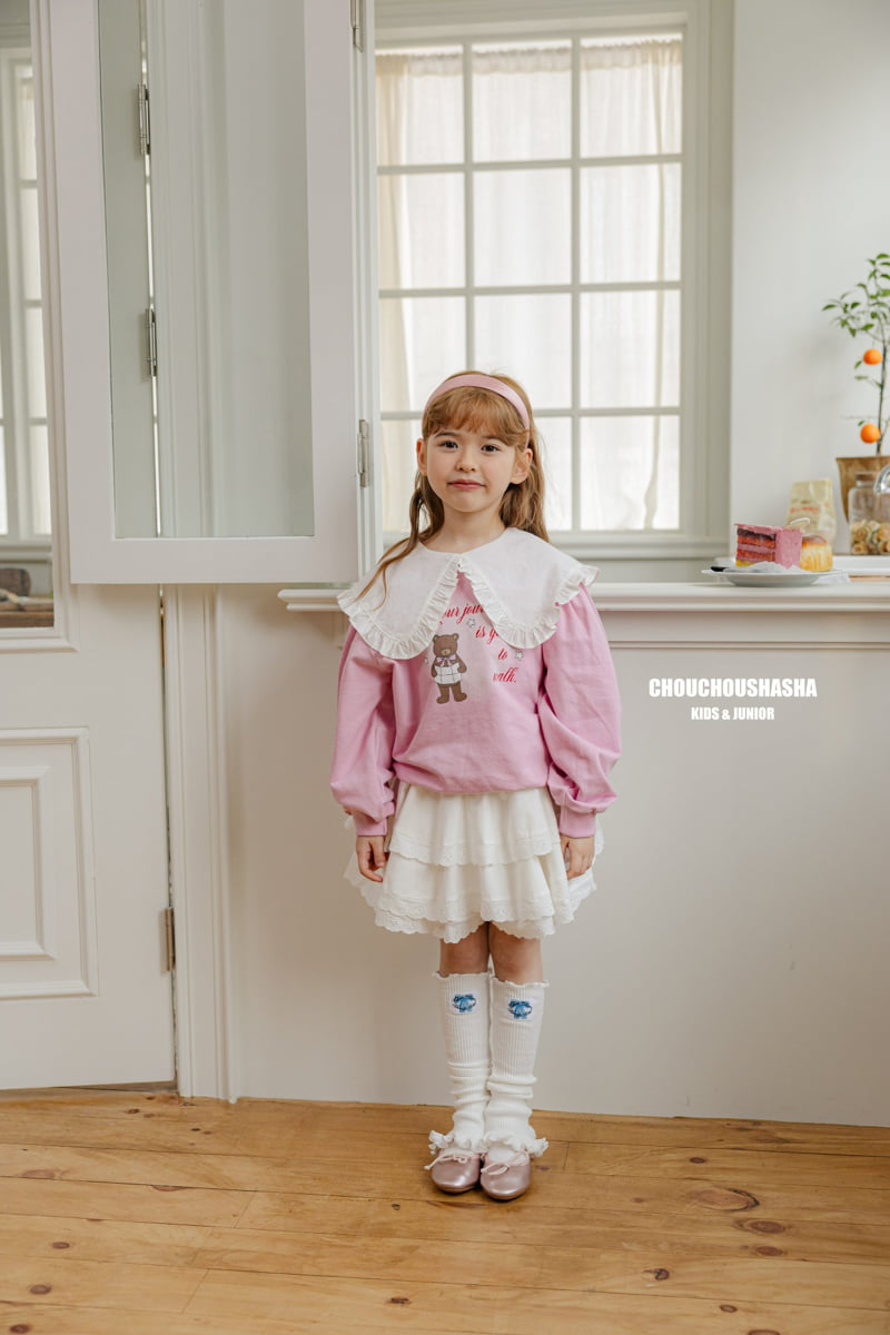 Chouchou Shasha - Korean Children Fashion - #minifashionista - Bear Frill Collar Tee - 11