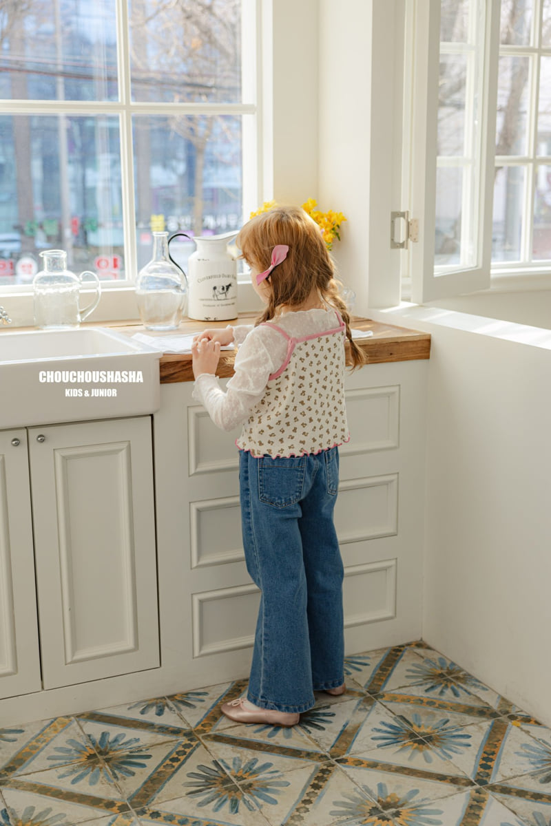 Chouchou Shasha - Korean Children Fashion - #prettylittlegirls - Ribbon Embroidery Bootcut Pants - 8