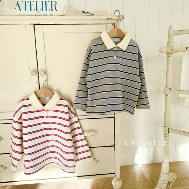 Chouette - Korean Children Fashion - #fashionkids - Stripe Rubgy Tee