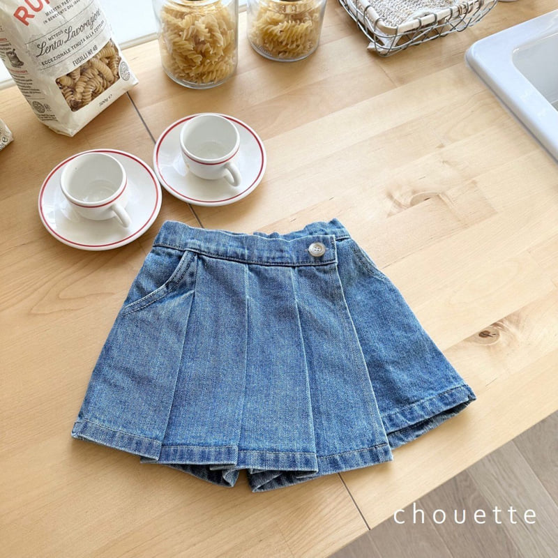 Chouette - Korean Children Fashion - #kidsstore - Denim Pleats Currot Skirt