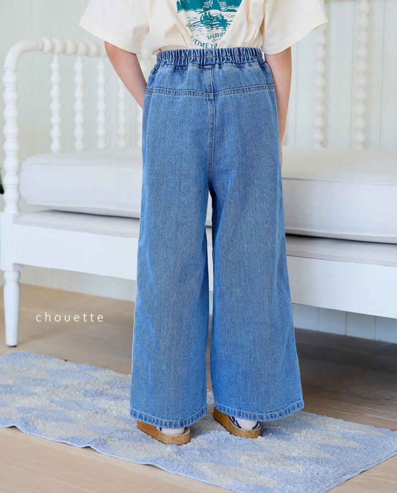 Chouette - Korean Children Fashion - #kidzfashiontrend - Tape Wide Denim Pants - 10