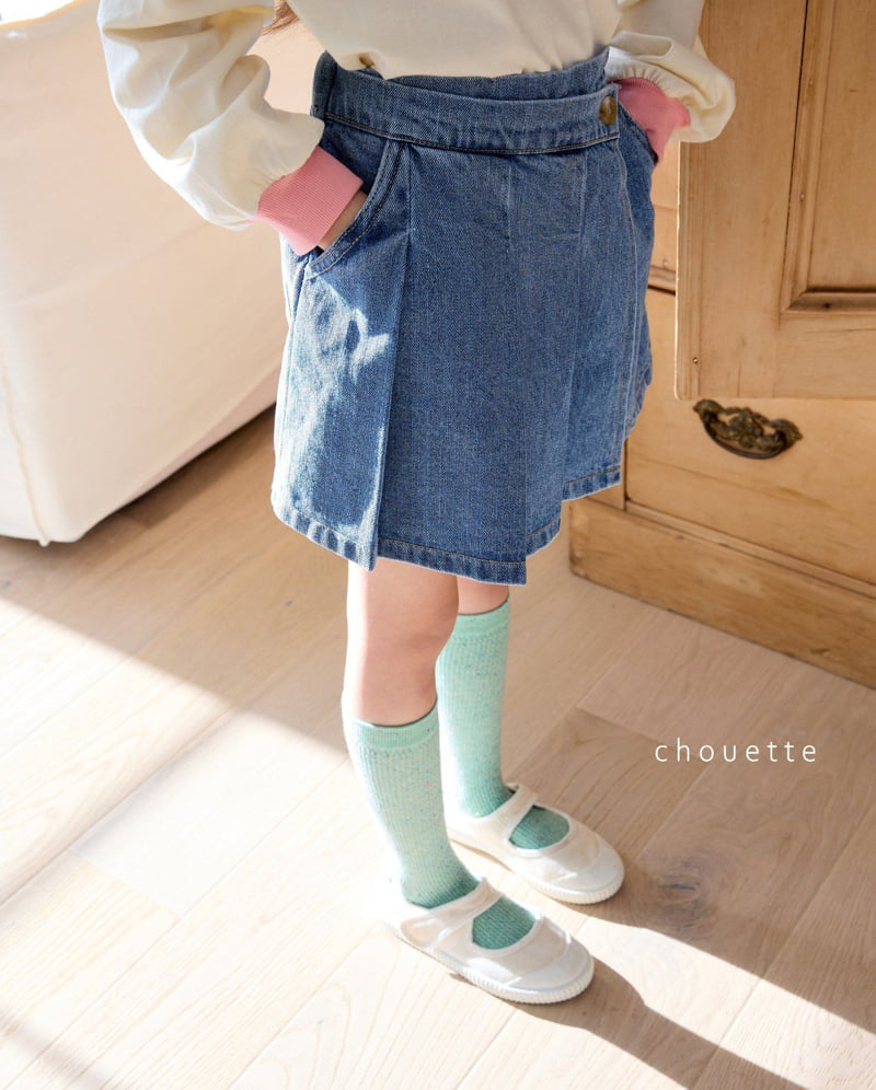 Chouette - Korean Children Fashion - #todddlerfashion - Denim Pleats Currot Skirt - 8