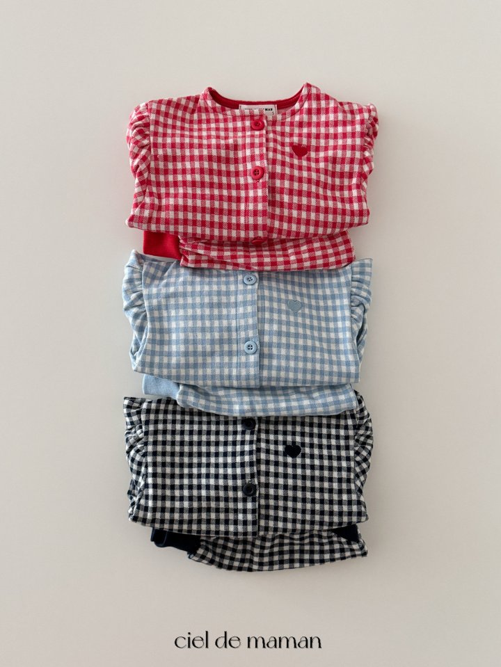 Ciel De Maman - Korean Baby Fashion - #babyboutique - Check Check Cardigan Bloomer Top Bottom Set - 5