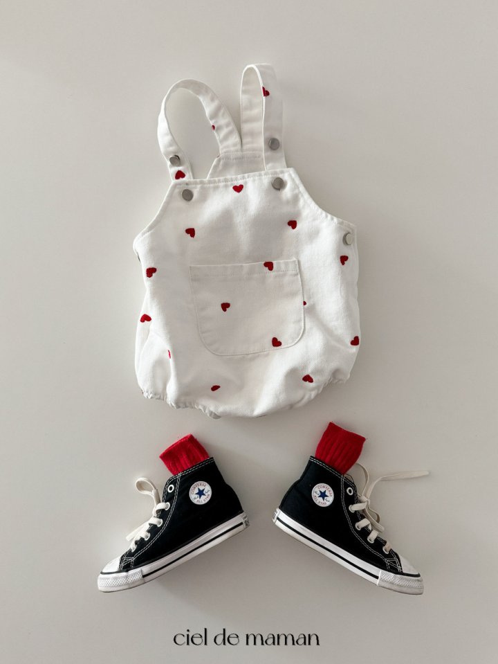 Ciel De Maman - Korean Baby Fashion - #babyboutique - Heart Embroidery Denim Overalls - 7