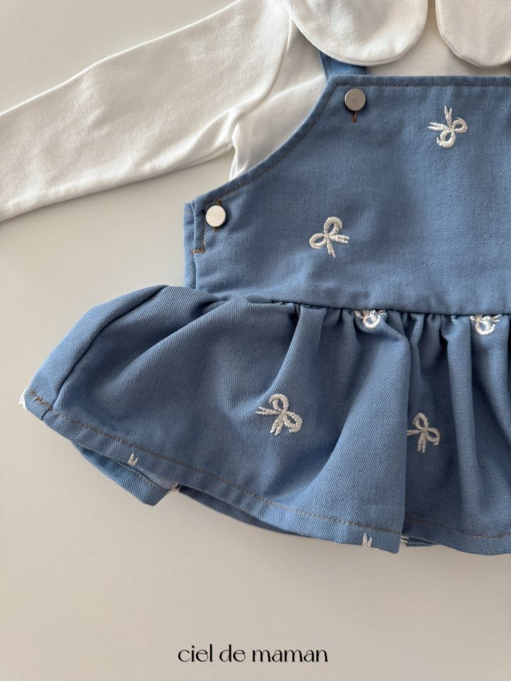 Ciel De Maman - Korean Baby Fashion - #babyboutiqueclothing - Ribbon Embroidery One-piece Suit - 9