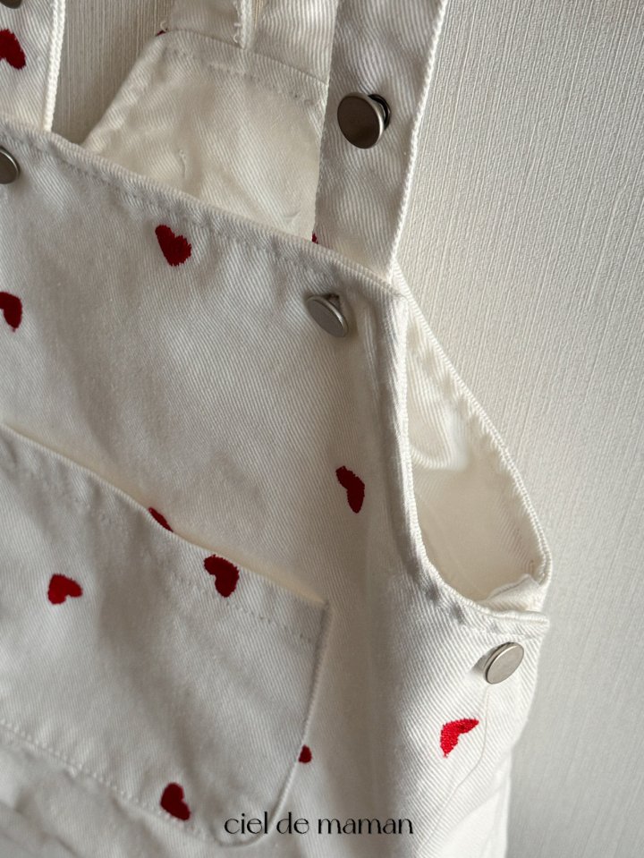Ciel De Maman - Korean Baby Fashion - #babyclothing - Heart Embroidery Denim Overalls - 9