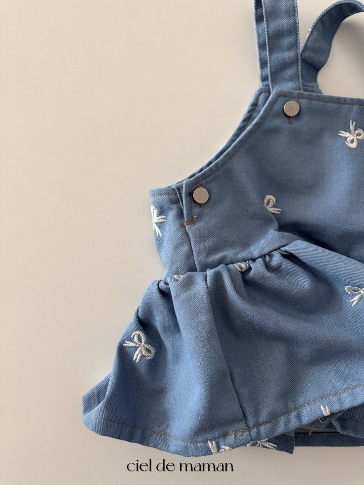 Ciel De Maman - Korean Baby Fashion - #babyfever - Ribbon Embroidery One-piece Suit - 12