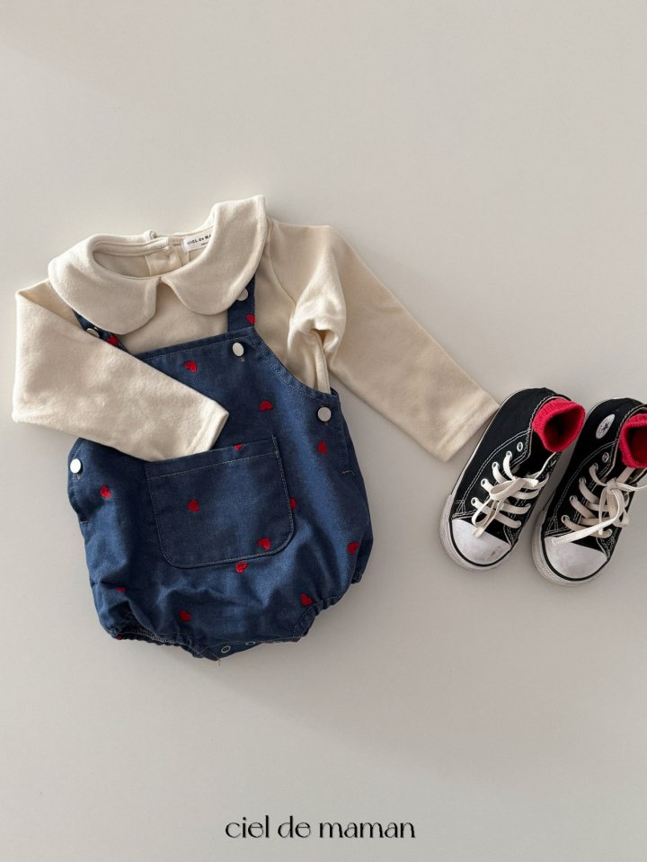 Ciel De Maman - Korean Baby Fashion - #babyfever - Heart Embroidery Denim Overalls - 11