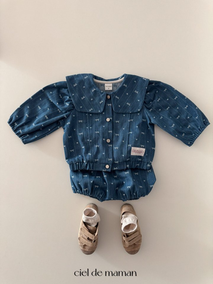 Ciel De Maman - Korean Baby Fashion - #babyoninstagram - Sailor Denim Top Bottom Set