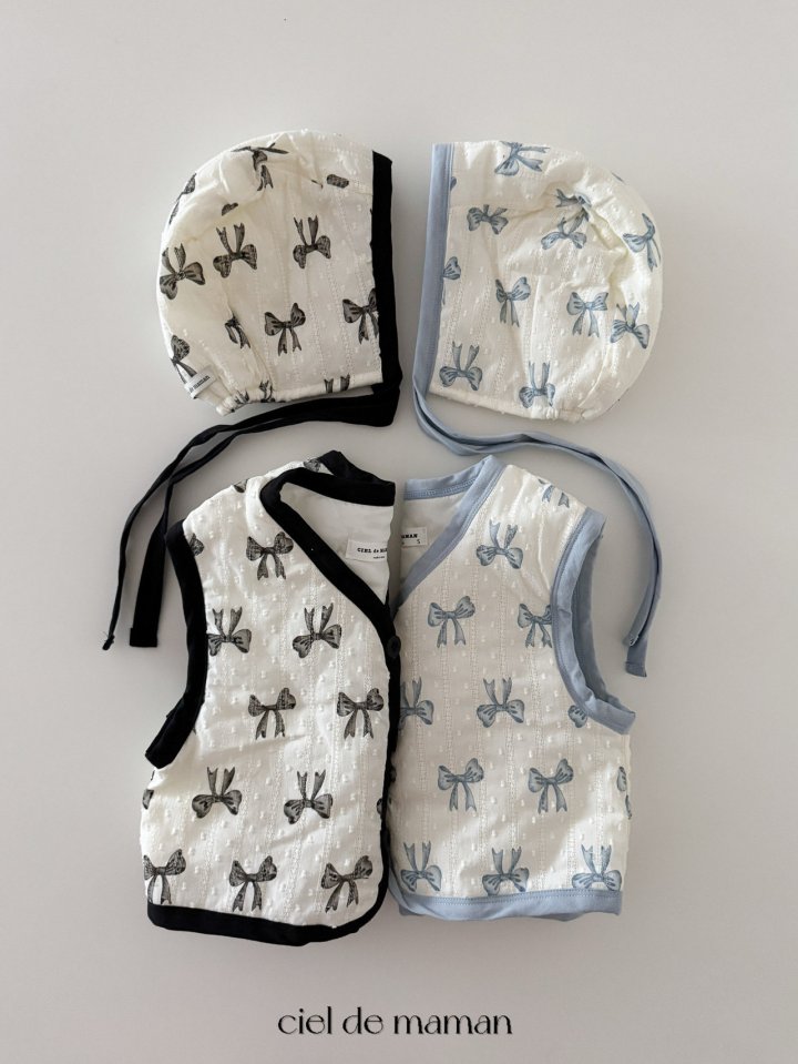 Ciel De Maman - Korean Baby Fashion - #babyootd - Honey Vest Bonnet Set