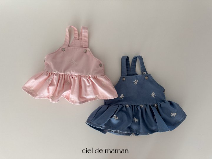 Ciel De Maman - Korean Baby Fashion - #babyootd - Ribbon Embroidery One-piece Suit