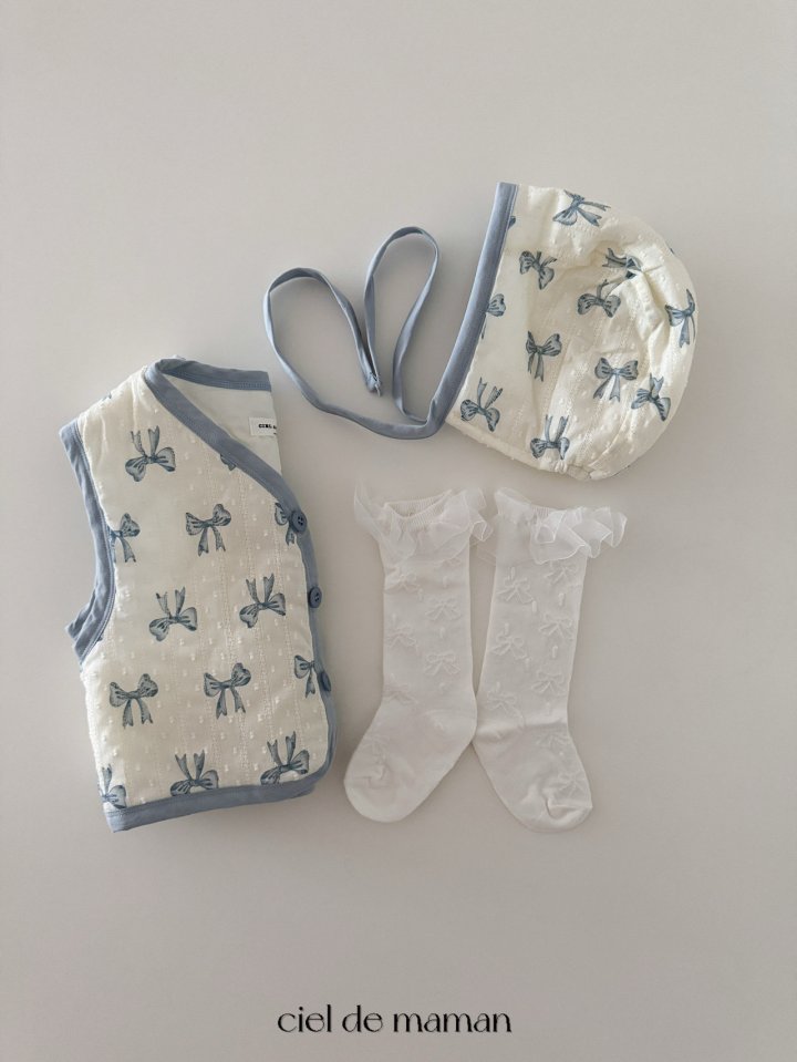 Ciel De Maman - Korean Baby Fashion - #babyoutfit - Honey Vest Bonnet Set - 3
