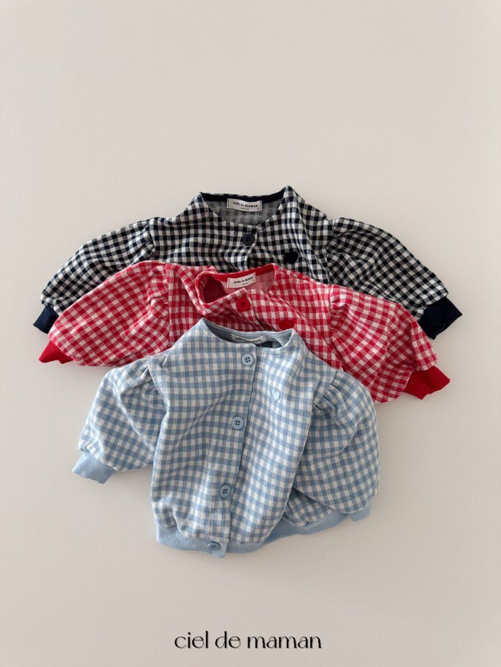 Ciel De Maman - Korean Baby Fashion - #babywear - Check Check Cardigan Bloomer Top Bottom Set - 2