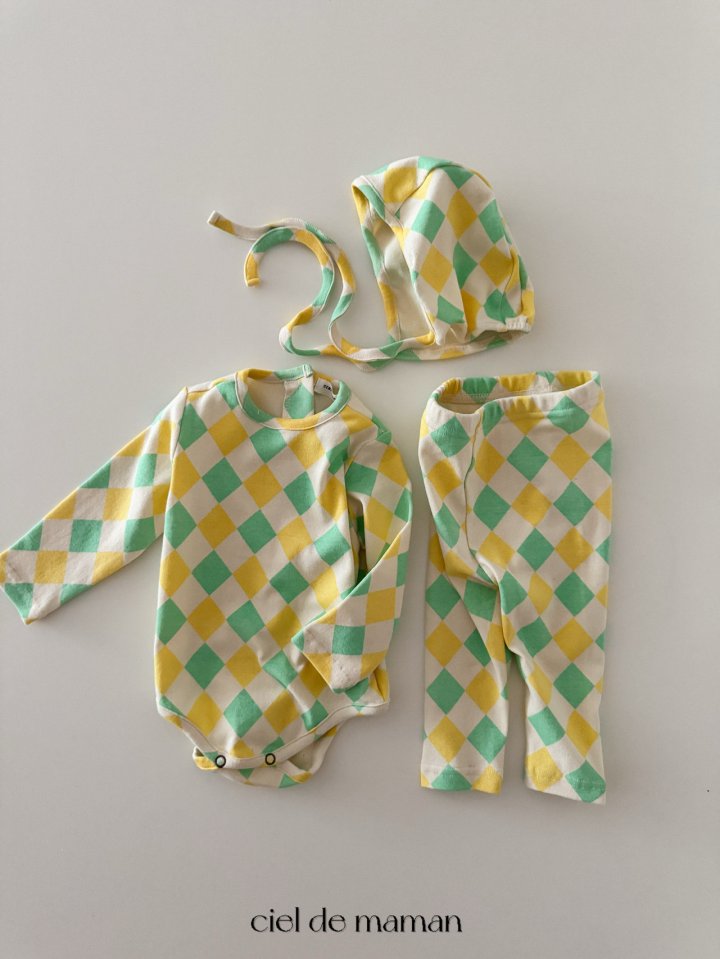 Ciel De Maman - Korean Baby Fashion - #babywear - Argyle Suit Set (Suit + Bonnet + Leggings Set) - 11